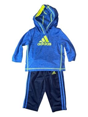 Adidas matching two piece infant baby boy hoodie and pants set